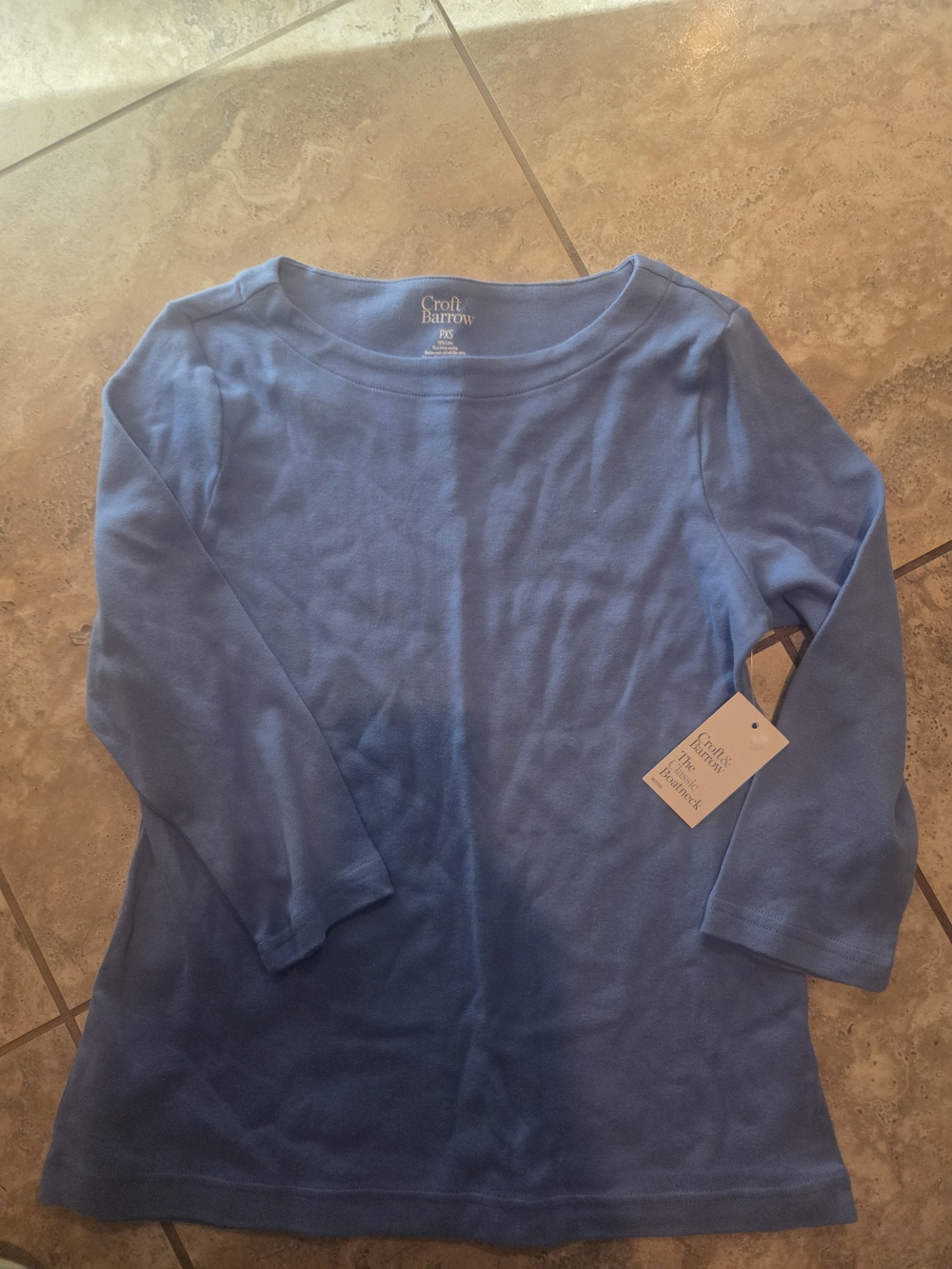croft & barrow Women's Petite Periwinkle Blue Long-Sleeve Tee